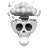 a pixel art of a skull with smoke coming out of it .