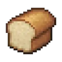 a loaf of bread is shown in a pixel art style on a white background .