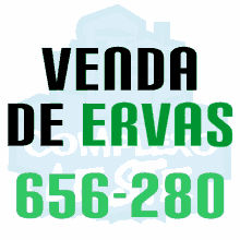 a sign that says venda de ervas 656-280 in green letters