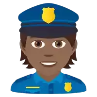 a female police officer wearing a blue uniform and a blue hat