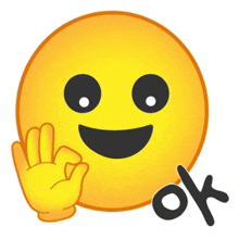 a yellow smiley face giving an ok sign