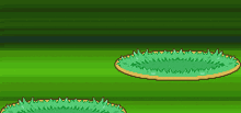 a pixel art illustration of a green field with a few circles of grass .