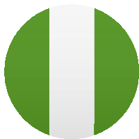 a green and white flag in a circle with a white background