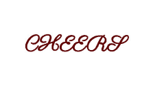 a white background with the word cheers in red letters