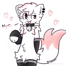 a drawing of a furry animal with the word nya written in the background