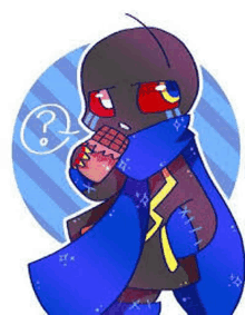 error sans from undertale is wearing a blue cape and scarf .