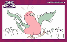 a cartoon drawing of a bird with the words garticphone.com at the bottom