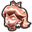 a sticker of princess peach 's head with a crown on her head .