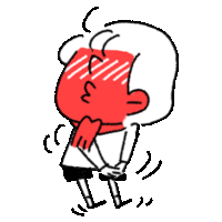 a cartoon of a person with a red heart on their face and a red scarf around their neck .