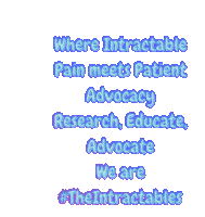 a poster that says " where intractable pain meets patient advocacy research educate advocate we are "