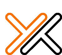 an orange and black x with a white x in the middle