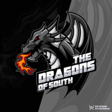 a logo for the dragons of south has a dragon with flames coming out of its mouth