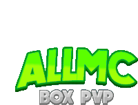 a logo for allmc box pvp with green and silver letters