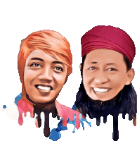 a cartoon drawing of a man and woman smiling