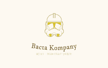 a logo for bacta kompany features a storm trooper