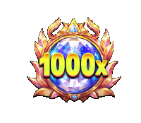 a colorful emblem with the number 1000x in yellow letters