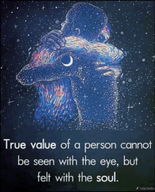 a poster that says " true value of a person cannot be seen with the eye "