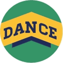 a green and yellow circle with the word dance in the center