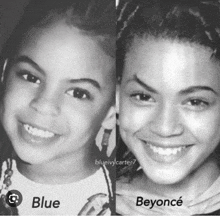 a black and white photo of a child and a woman with the name beyonce on the bottom