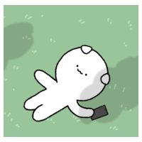 a cartoon drawing of a white bear laying on the grass holding a cell phone