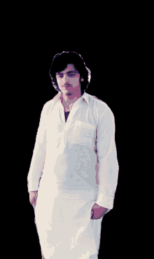 a man in a white shirt and a black background