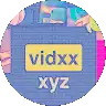 a blue circle with the word vidxx xyz on it