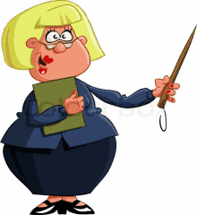 stock image of a cartoon teacher holding a pointer