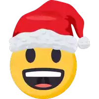 a yellow smiley face with a santa hat on