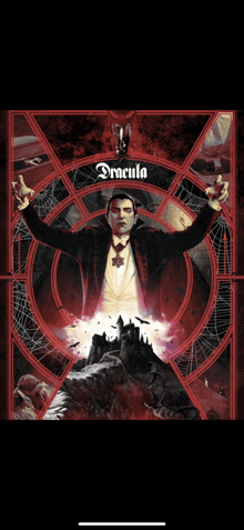 a poster for the movie dracula with a man in a suit