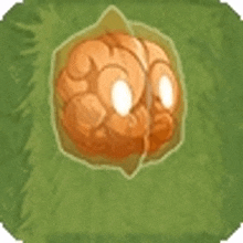 a cartoon illustration of a pumpkin with glowing eyes .