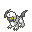 a pixel art drawing of a bird with wings and a mouth .