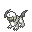 a pixel art drawing of a bird with wings and a mouth .