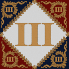 a red white and blue square with the letter ii on it