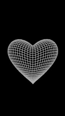 a white heart made of grids on a black background