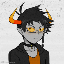 a drawing of a person with horns and glasses has the hashtag #altermaker on the bottom right