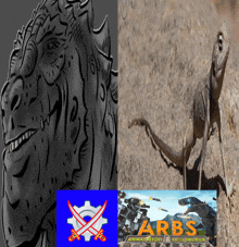 a drawing of a lizard next to an arbs battle simulator