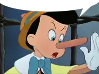 a cartoon character with a long nose is making a speech bubble