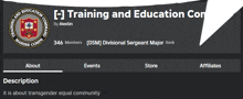 a screenshot of a training and education con page