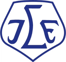 a blue and white logo with the letter e in the middle