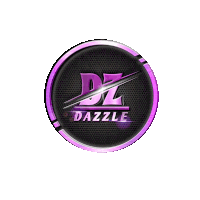 a logo for dz dazzle with a purple circle