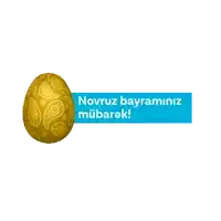 a gold easter egg with a blue banner that says novruz bayraminiz mubarak on it