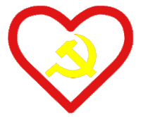 a heart with a hammer and sickle inside of it