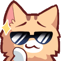 a cartoon cat is wearing sunglasses and has a diamond on its head