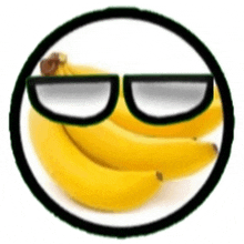 a bunch of bananas in a black circle with a smiley face on it