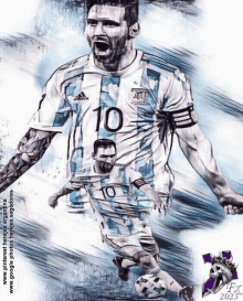 a poster of a soccer player with the number 10 on his jersey