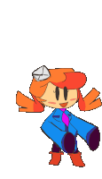 a cartoon drawing of a girl with orange hair and a hat