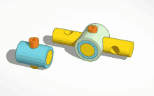 a cartoon drawing of a blue and yellow pipe