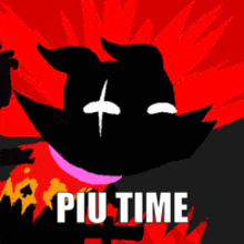 a cartoon character with a cross on his face and the words piu time