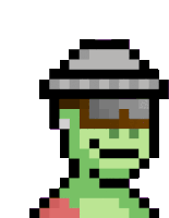 a pixel art drawing of a turtle wearing a hat and sunglasses .