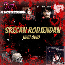 a srecan rodjendan uwu owo poster with skulls and blood